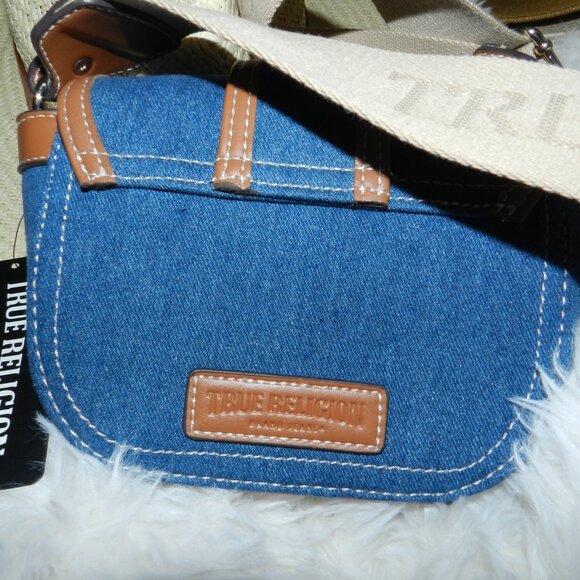 True Religion Crossbody Mini Flap Adjustable Strap Bag Blue Denim 🆕FAST😮💨⚡🚚 - Picture 7 of 15